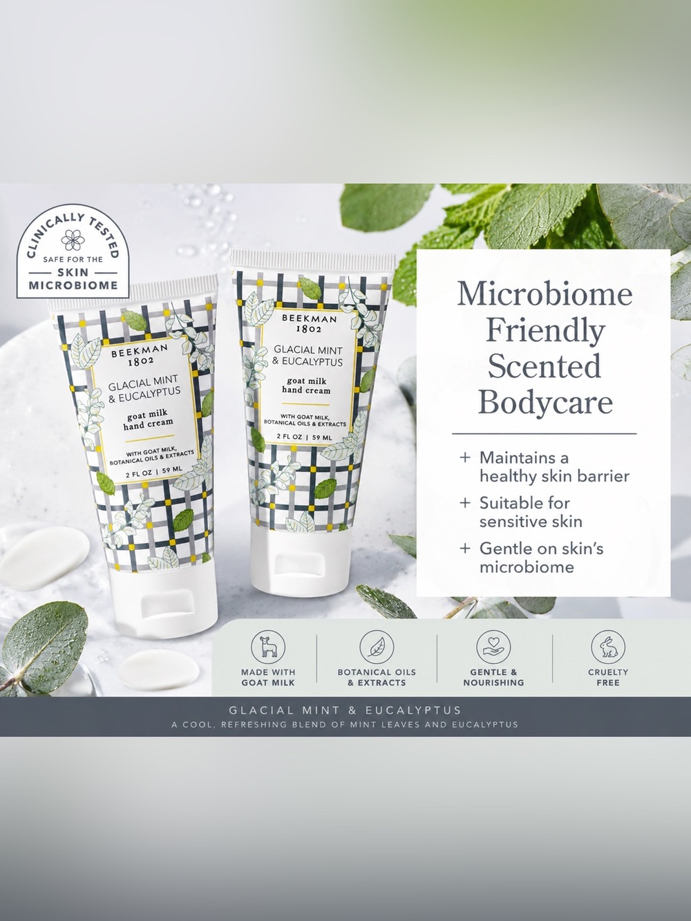 Beekman 1802 Glacial Mint & Eucalyptus Goat Milk Hand Cream Duo